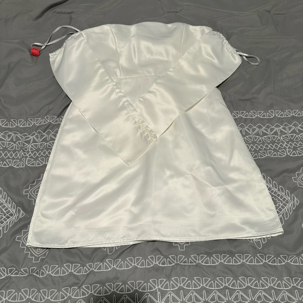 Lulu's White Satin Blouse